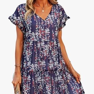 Floral Navy Blue Dress